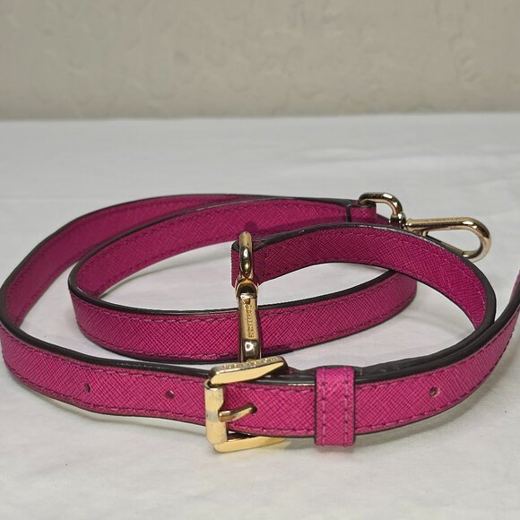 Michael Kors Fuschia Pink Saffiano Leather Adjustable REPLACEMENT STRAP ONLY - Picture 1 of 4